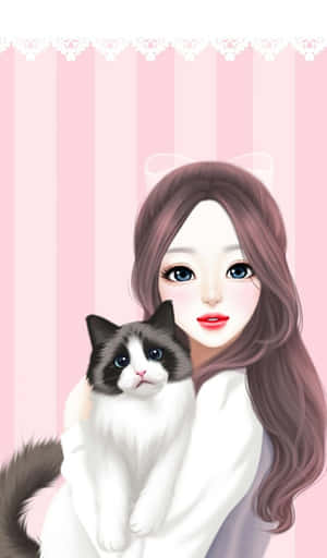 A Cute Girl In A Cartoon Wallpaper