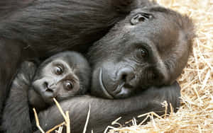 A Cute Gorilla Enjoys A Banana Wallpaper