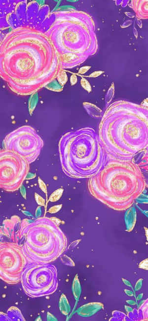 A Cute Pink And Purple Vase With A White Flower. Wallpaper