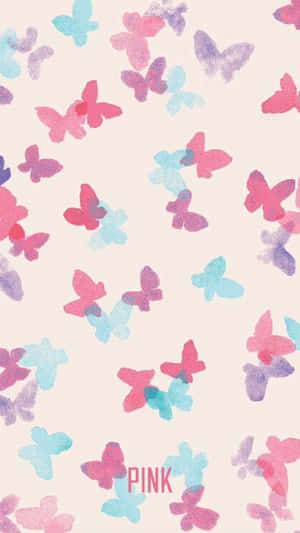 A Cute Pink Iphone Protected With A Stylish Butterfly Case, Perfect For The Girly Girl! Wallpaper