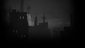 A Dark City With A Building In The Background Wallpaper