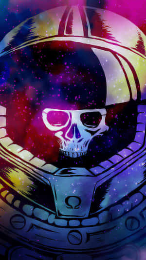 A Dazzling Yet Spooky Galaxy Skull Wallpaper