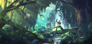 A Deer Standing In The Forest Wallpaper