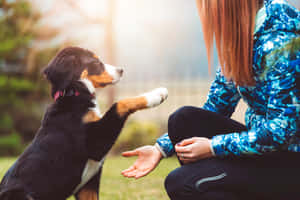 A Diligent Dog Receiving Professional Training Wallpaper