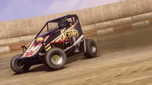 A Dirt Track Race Car Driving On A Dirt Track Wallpaper