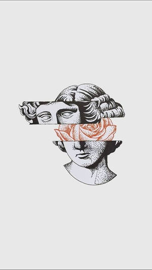 A Drawing Of A Woman With A Head And A Face Wallpaper