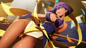 A Female Character In A Purple Outfit With A Sword Wallpaper