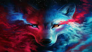 A Fiery Wolf Amidst Icy Surroundings Wallpaper