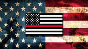 A Firefighter And An American Flag Wallpaper