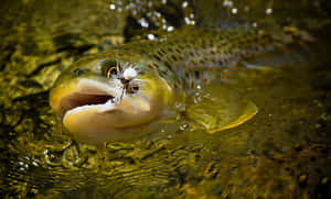 A Fisher Enjoys The Quiet Of The Calm Lake While Fly-fishing Wallpaper