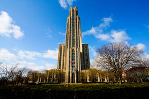 A Full Panoramic View Of The University Of Pittsburgh's Campus Wallpaper