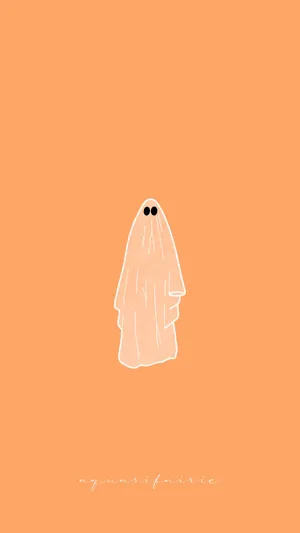 A Ghost On An Orange Background Wallpaper