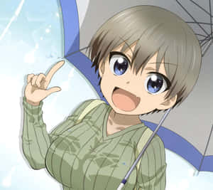 A Girl Holding An Umbrella Wallpaper