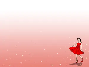 A Girl In A Red Dress Is Dancing On A Pink Background Wallpaper