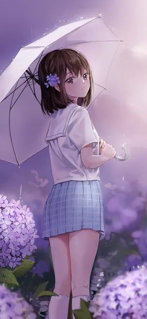 A Girl Is Standing In A Field Of Flowers Wallpaper