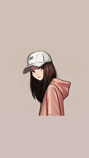 A Girl Wearing A Hat And A Pink Hoodie Wallpaper