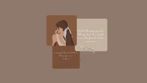 A Girl With A Brown Background And A Quote Wallpaper