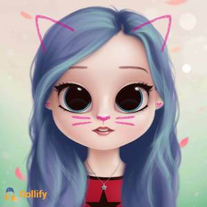 A Girl With Blue Hair And Cat Ears Wallpaper