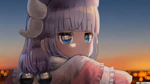 A Girl With Horns And A Purple Dress Wallpaper