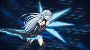 A Girl With Long Hair And Blue Eyes Holding A Sword Wallpaper