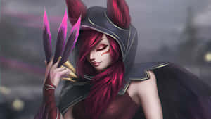 A Girl With Long Hair And Red Hair Holding A Sword Wallpaper