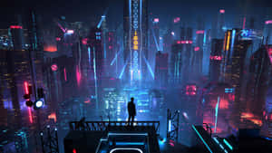 A Glowing Cyberpunk City Wallpaper