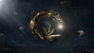 A Gold Fish In The Water With A Starfish Wallpaper