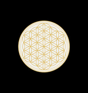 A Gold Flower Of Life On A Black Background Wallpaper