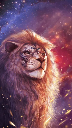 A Golden Abstract Lion Coming Out Of Its Silhouette Wallpaper