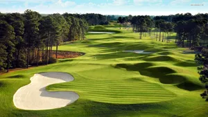 A Golf Course With A Green Sand Bunker Wallpaper
