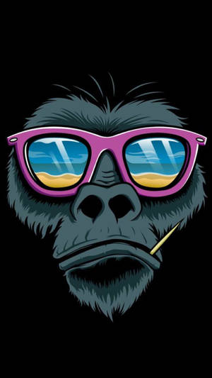 A Gorilla Wearing Sunglasses And A Cigarette Wallpaper
