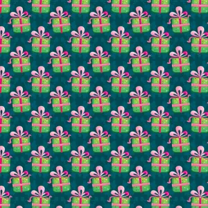 A Green And Pink Pattern With Presents On It Wallpaper