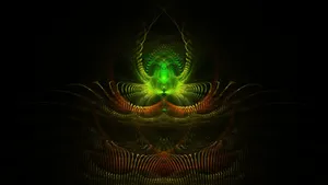 A Green And Yellow Fractal Art Design Wallpaper