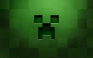 A Green Creeper Face In Minecraft Wallpaper