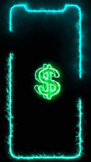 A Green Dollar Sign In A Black Frame Wallpaper