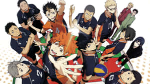 A Group Of Anime Players Posing For A Picture Wallpaper