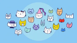 A Group Of Cartoon Cats In A Circle Wallpaper