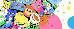 A Group Of Cartoon Characters In A Circle Wallpaper