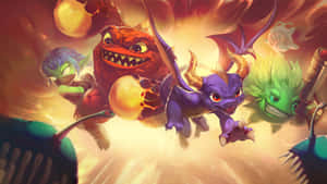 A Group Of Characters With A Dragon In The Background Wallpaper