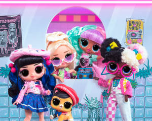A Group Of Dolls In Pink And Purple Wallpaper