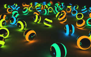 A Group Of Glowing Balls In A Dark Room Wallpaper