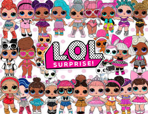 A Group Of Lol Surprise Dolls In Different Colors Wallpaper