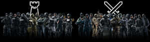 A Group Of Soldiers Standing In Front Of A Black Background Wallpaper