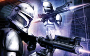 A Group Of Star Wars Clone Troopers March Across A Hostile Desert. Wallpaper