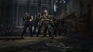 A Group Of Zombies Standing In A Room Wallpaper