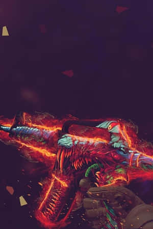 A Gun With Flames On It Wallpaper