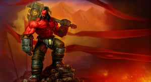 A Hero Stands Ready: Dota 2's Axe Prepares For Battle. Wallpaper