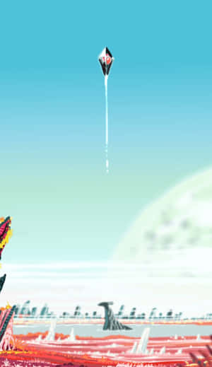 A Kite Flying Over A Desert Landscape Wallpaper