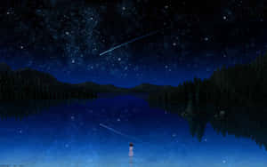 A Lake With A Starry Sky Wallpaper