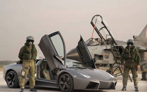 A Lamborghini Reventon In Military Stealth Mode Wallpaper